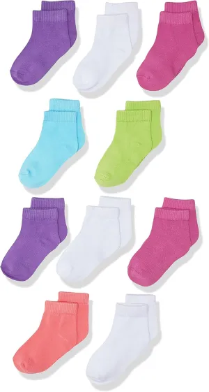 Hanes Baby Girls' Toddler Ankle Socks 10-Pack