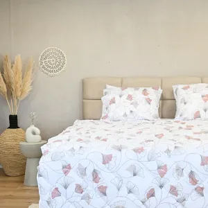HappyDuvet Pink Stems - 100% Cotton All season Coverless duvet