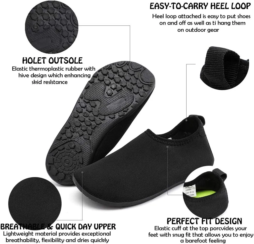 HIITAVE Kids Water Shoes Non-Slip Beach Swim Barefoot Quick Dry Aqua Pool Socks for Boys & Girls Toddler