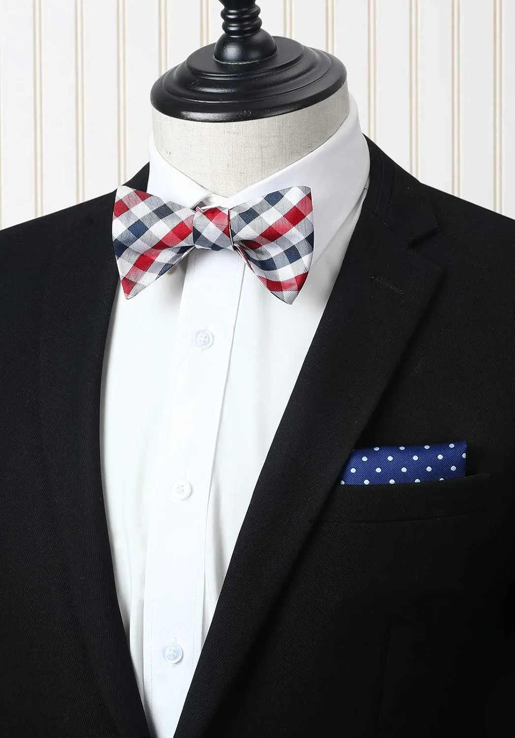 HISDERN Bow Ties for Men 3pcs Mixed Self-Tie Bow tie and Pocket Square Set Classic Formal Tuxedo Wedding & Party Bowtie