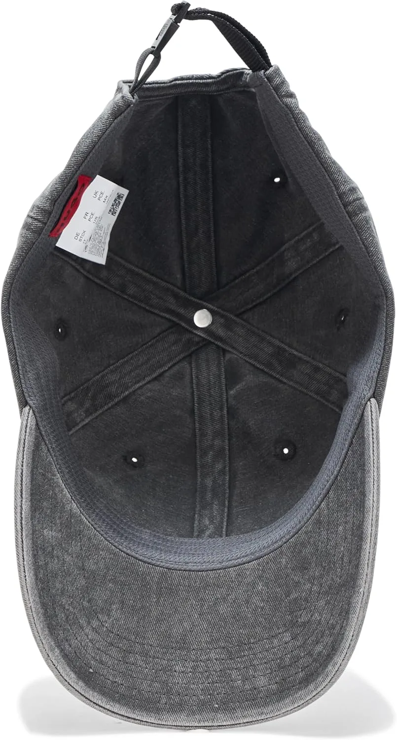 HUGO Men's Washed Out Small Logo Cotton Baseball Hat