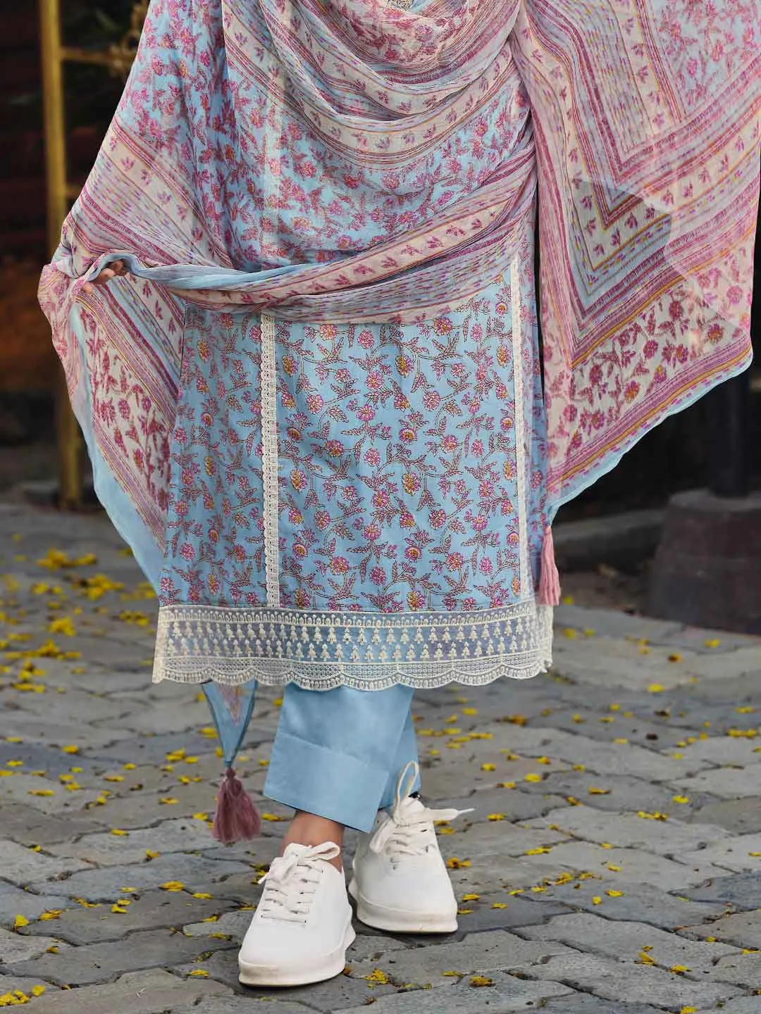 Ibiza Lawn Cotton Blue Embroidered Unstitched Women Suit Set