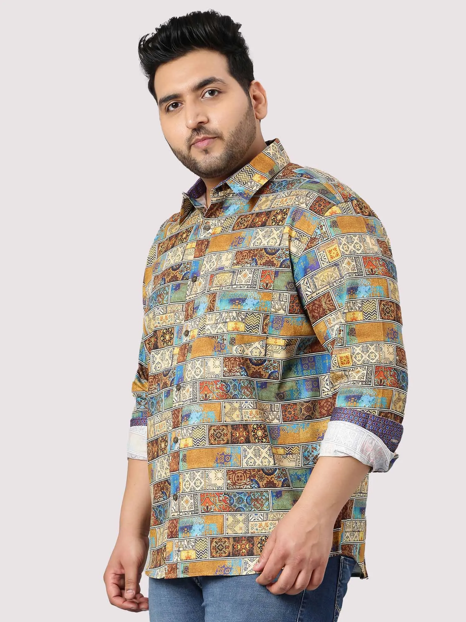 King Mens Printed Casual Shirt Men's Plus Size