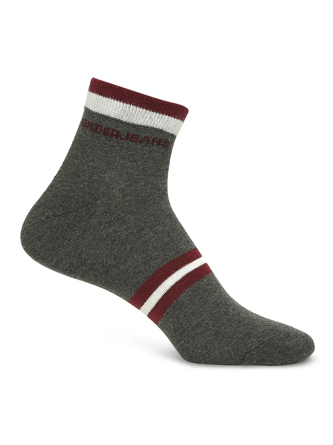 Men Premium Anthra Melange & White Ankle Length Socks - Pack Of 2- Underjeans By Spykar