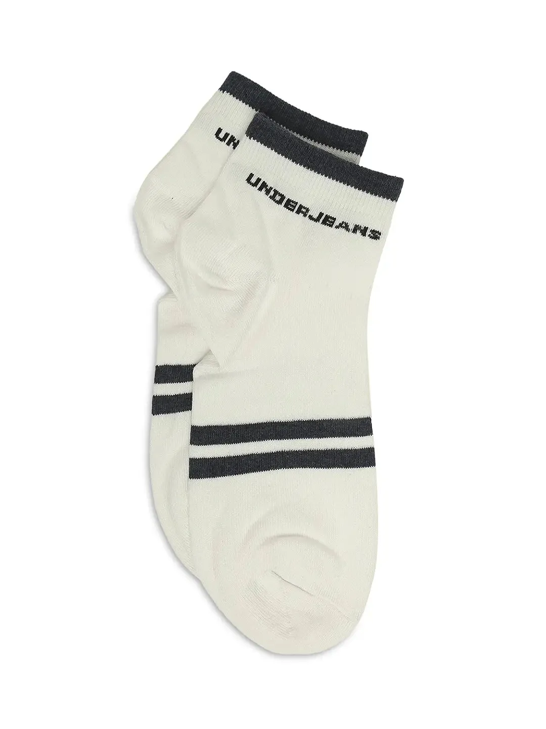Men Premium Anthra Melange & White Ankle Length Socks - Pack Of 2- Underjeans By Spykar