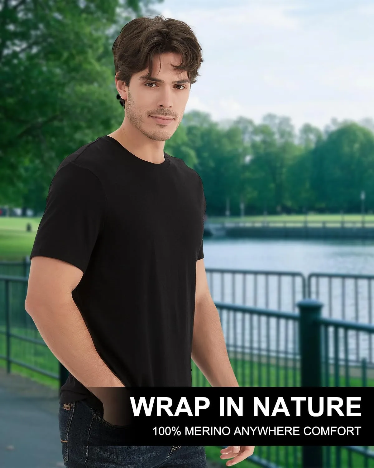 Men's 100% Merino Wool T-Shirt, Breathable Merino Undershirt, Base Layer for Men