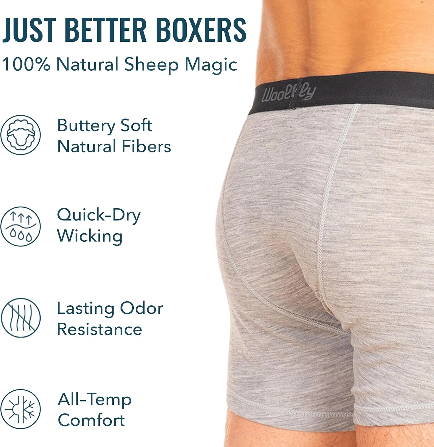Men's Merino Boxer Brief By Woolly | RWS Certified | Soft, Stink Free, Seattle Designed