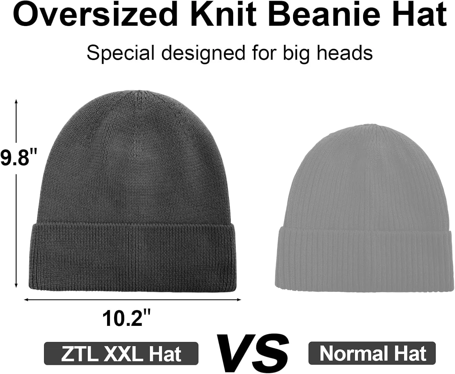 M/L/XL/XXL Waterproof Merino Wool Beanie for Men Women, Warm Fleece Lined Rainproof Windproof Winter Hat for All Weather