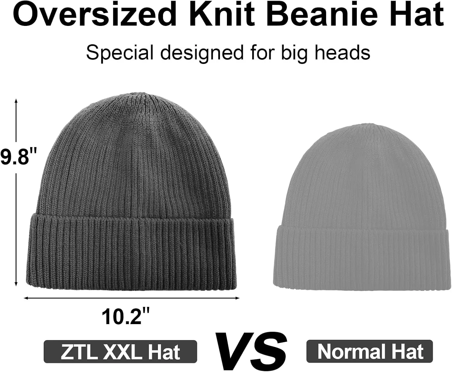 M/L/XL/XXL Waterproof Merino Wool Beanie for Men Women, Warm Fleece Lined Rainproof Windproof Winter Hat for All Weather