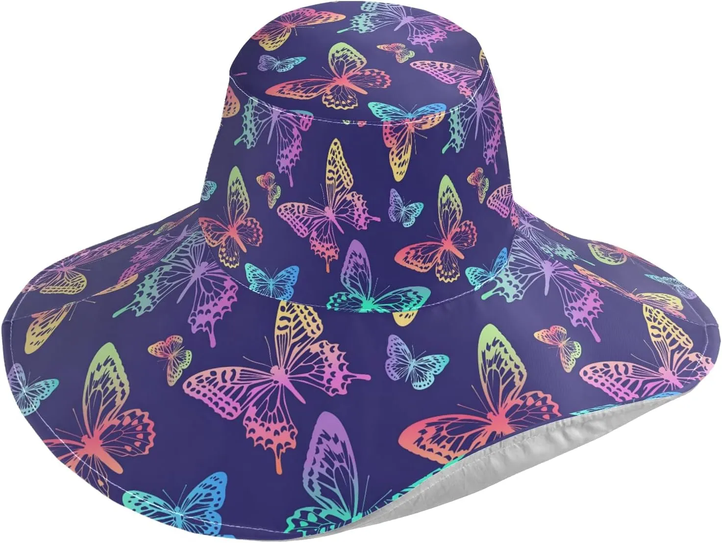 MNSRUU Wide Brim Hats Women Butterfly Sun Hat Packable Sun Visors Summer Beach Hat for UV Protection