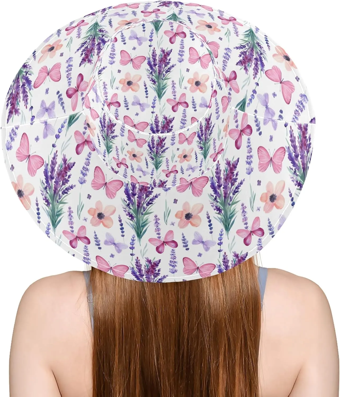 MNSRUU Wide Brim Hats Women Butterfly Sun Hat Packable Sun Visors Summer Beach Hat for UV Protection