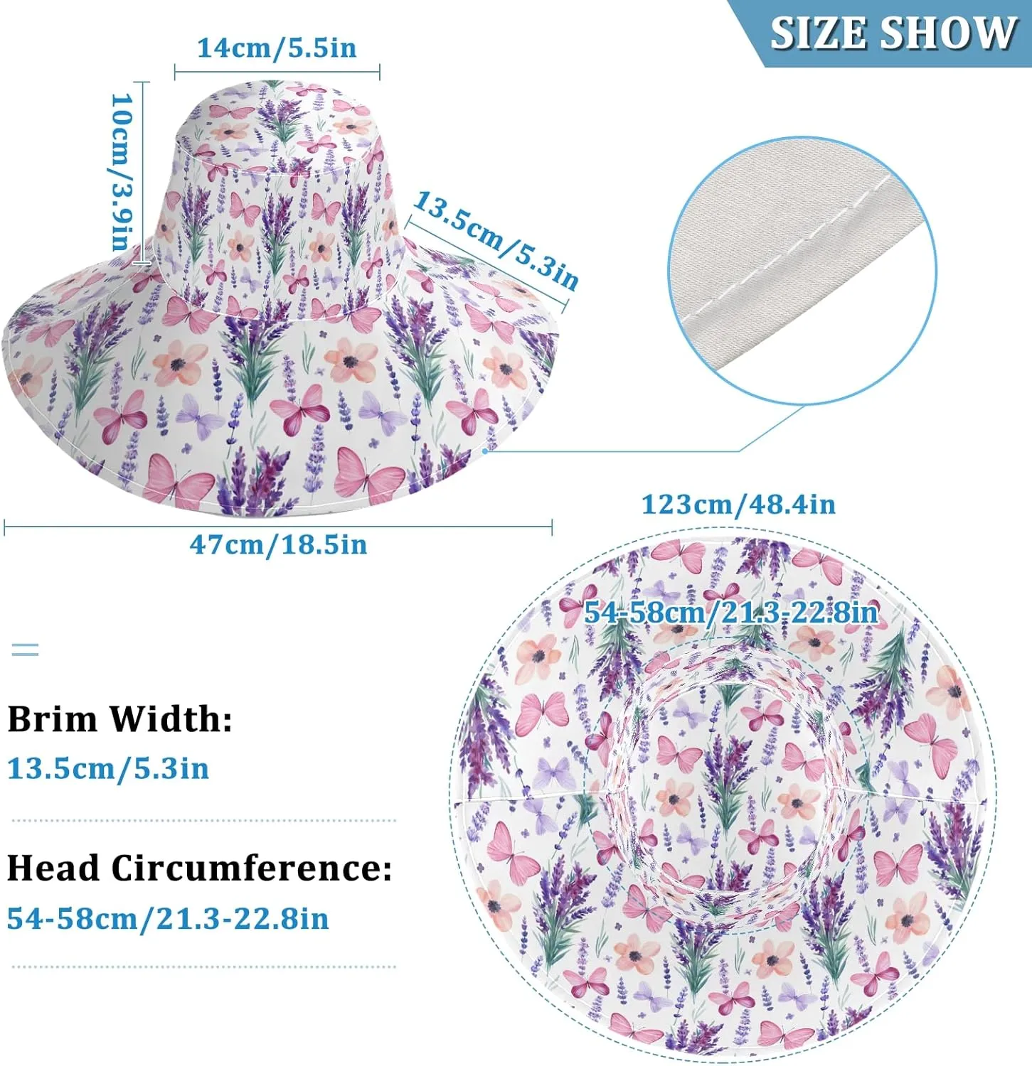 MNSRUU Wide Brim Hats Women Butterfly Sun Hat Packable Sun Visors Summer Beach Hat for UV Protection