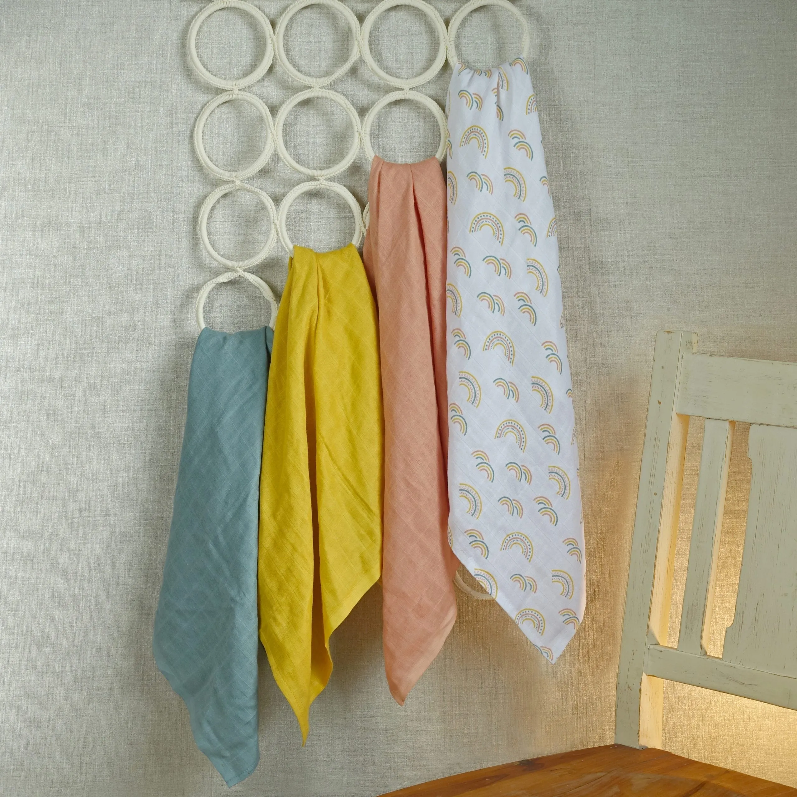 Muslin Squares 12 Pack - Scandi Rainbow with Plain Colours