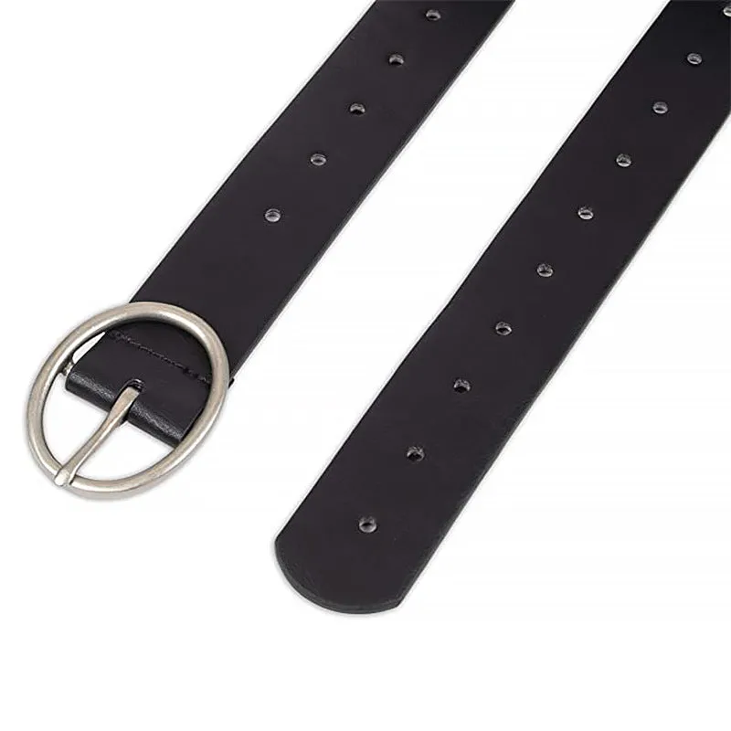 New Women's Casual Oval Pin Buckle Belt Two-Layer