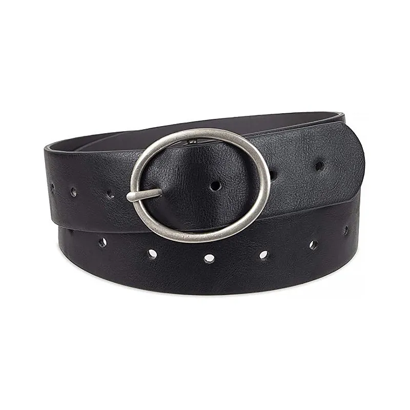 New Women's Casual Oval Pin Buckle Belt Two-Layer