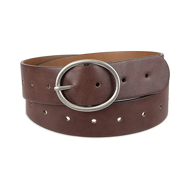 New Women's Casual Oval Pin Buckle Belt Two-Layer