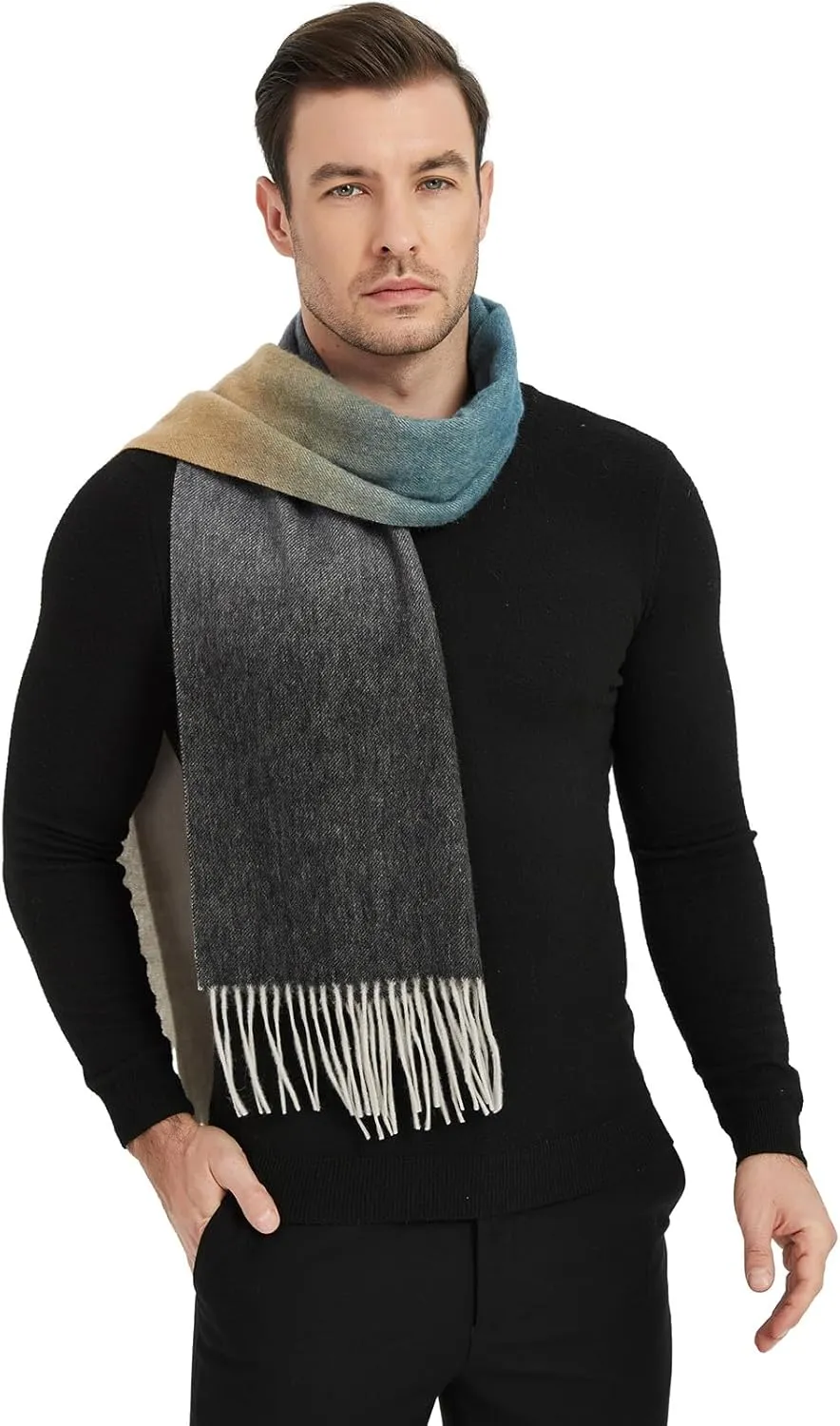 Novawo Mens Wool Scarf Warm and Soft Long Scarves Winter Stylish Scarves
