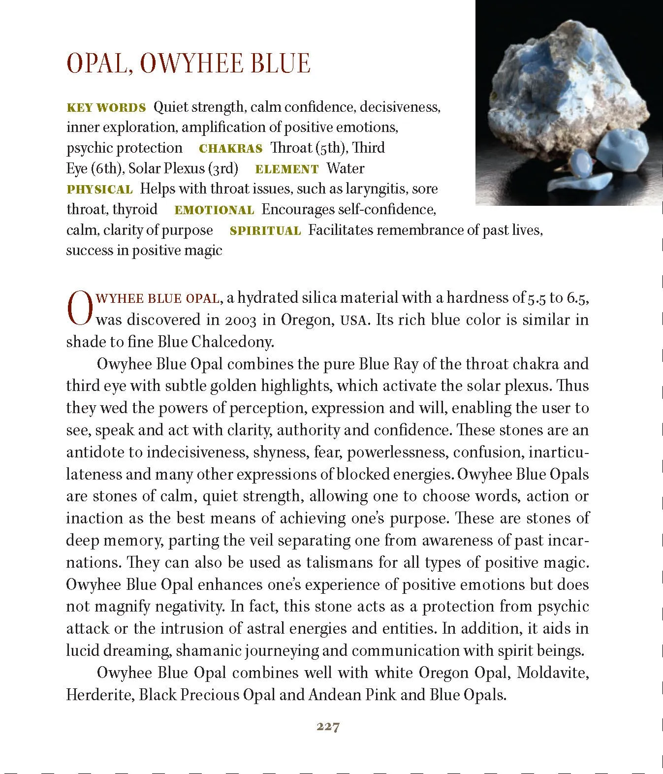 Owyhee Blue Opal Crystal Healing Pendant from Oregon .925 SS