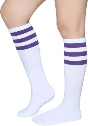 Pareberry Triple Stripes Soft Cotton Knee High Tube Socks for Men and Women