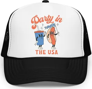 Party in The USA 4th of July Hot Dog Hat Classic 5 Panel Mesh Snap Back