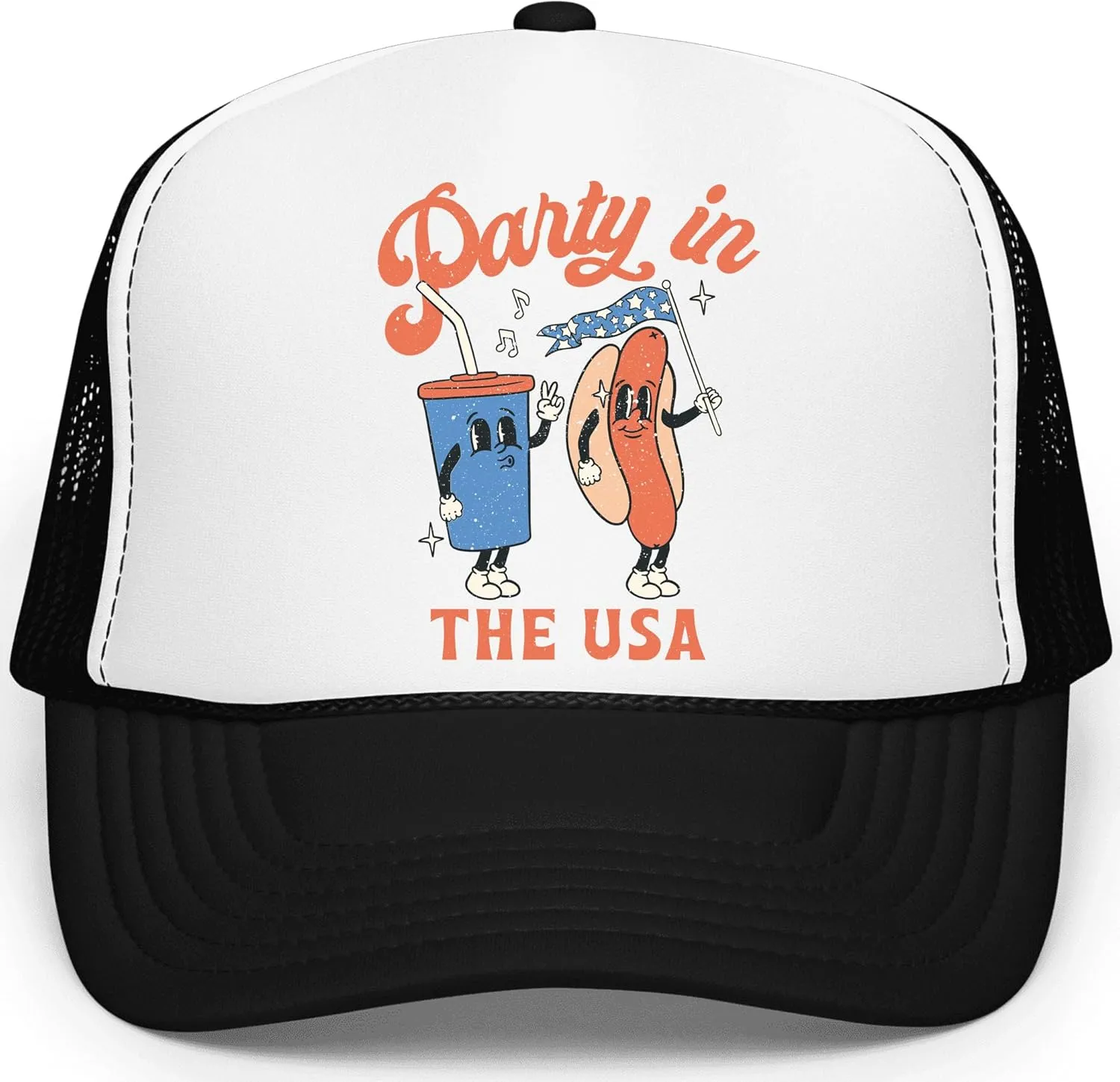 Party in The USA 4th of July Hot Dog Hat Classic 5 Panel Mesh Snap Back