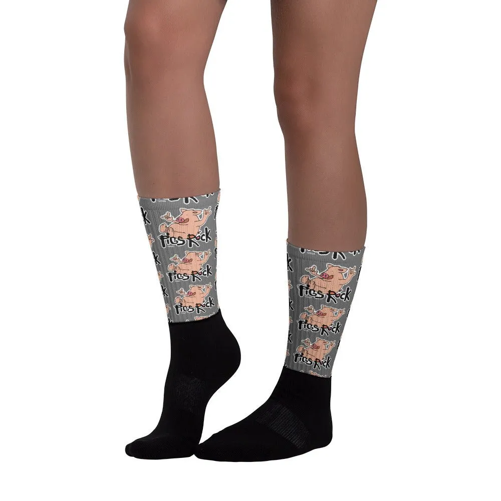 Pigs Rock Socks Sox Piggy Hog Farm Funny Cool