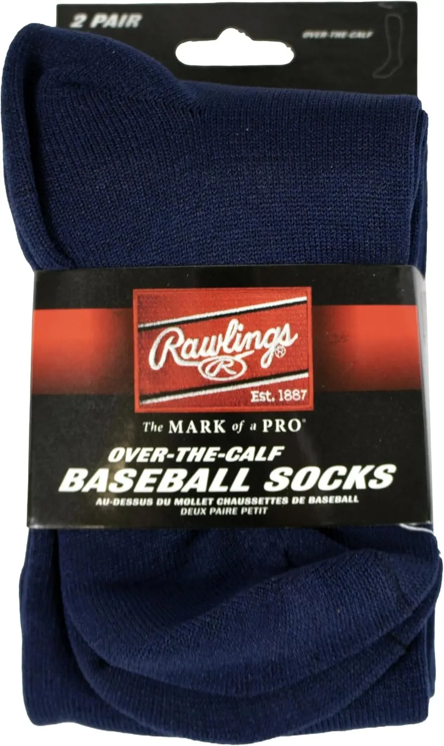 Rawlings | 2 Pair | Athletic Socks | Baseball/Softball | Multiple Sizes/Colors