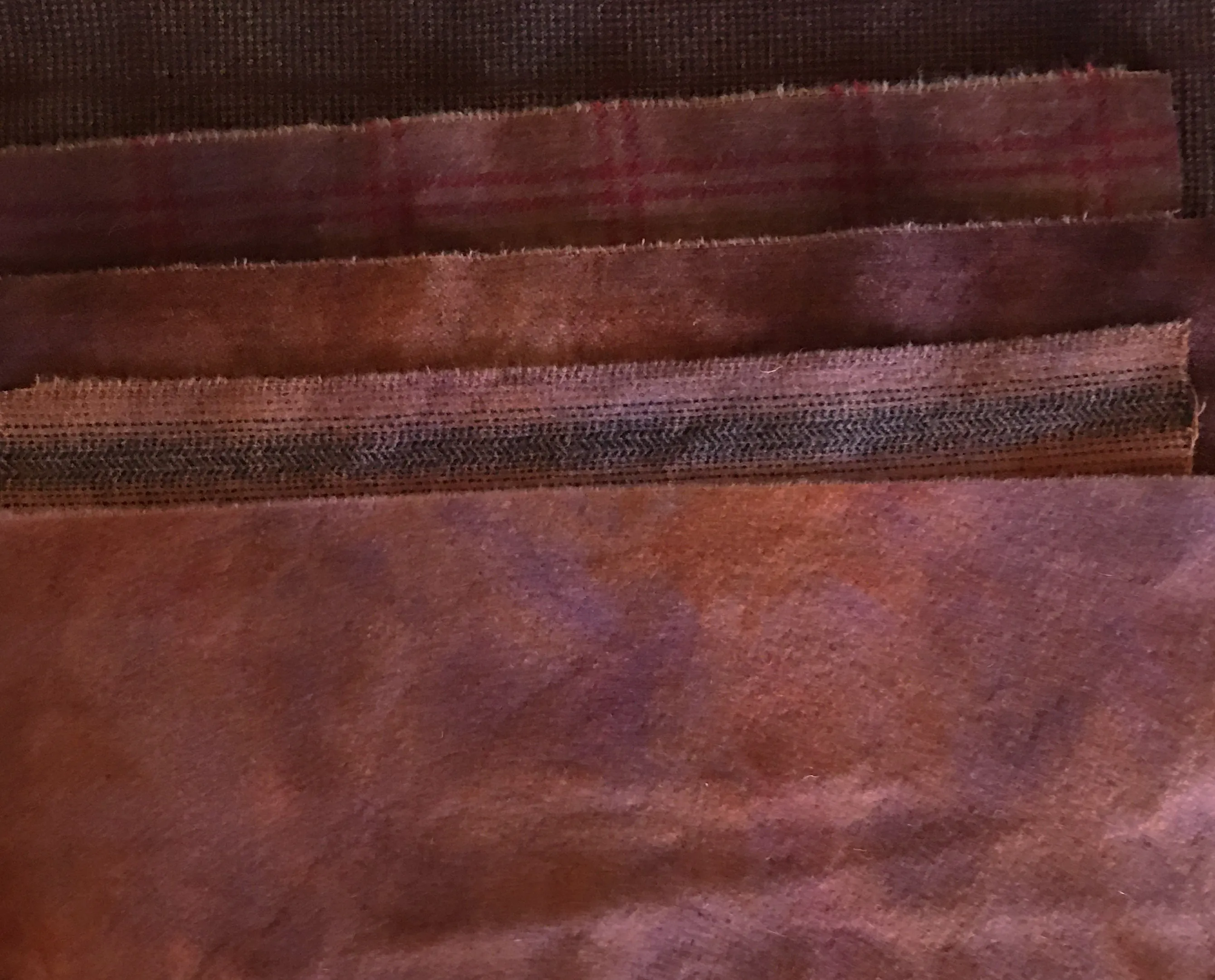 REDDISH BROWN Hand Dyed Wool Bundle for Primitive Rug Hooking and Wool Applique