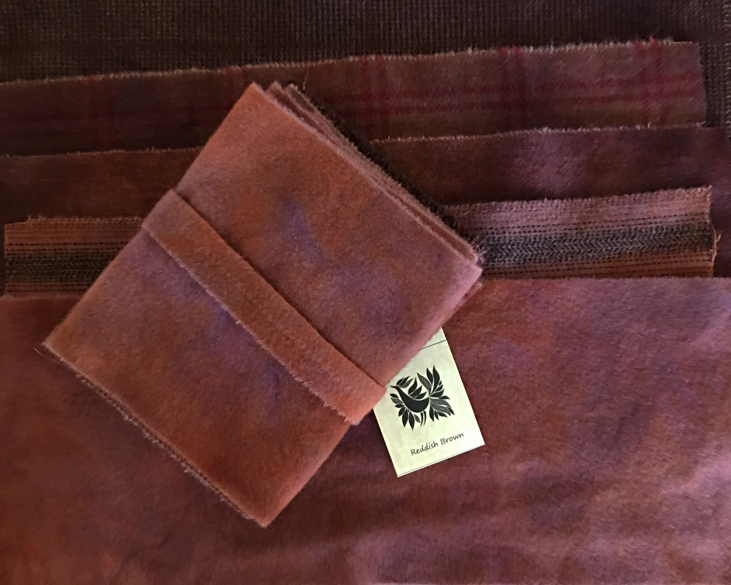 REDDISH BROWN Hand Dyed Wool Bundle for Primitive Rug Hooking and Wool Applique