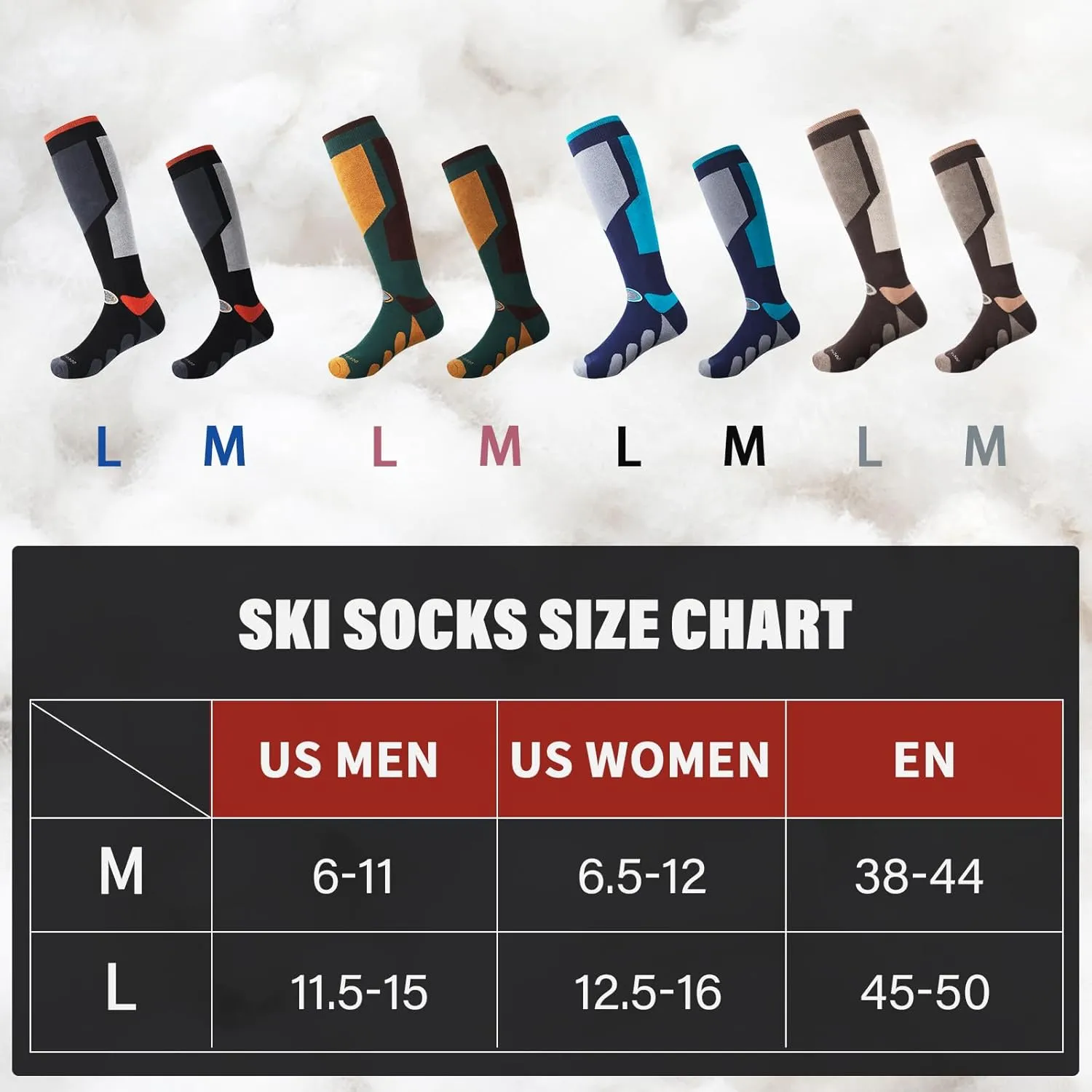 Ski Socks, 2/3 Pairs for Skiing, Snowboarding, Outdoor Sports - Thermal Knee-High Warm Socks for Men, Women, Youth