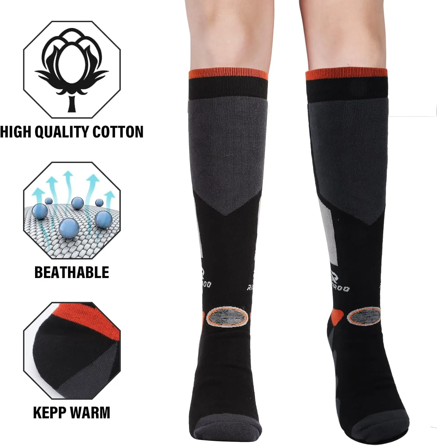 Ski Socks, 2/3 Pairs for Skiing, Snowboarding, Outdoor Sports - Thermal Knee-High Warm Socks for Men, Women, Youth