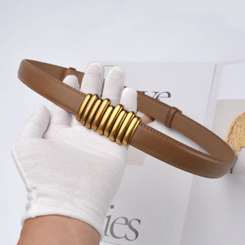 Small Waist Seal Women's Leather Belt Outer Wear Decoration with Skirt Pant Belt