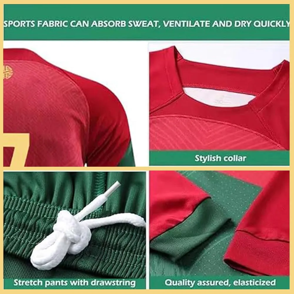 Soccer Jersey Boys, Kids' Soccer Jersey #7, T-Shirt Youth Jersey Socks Soccer Shirt Kit Set