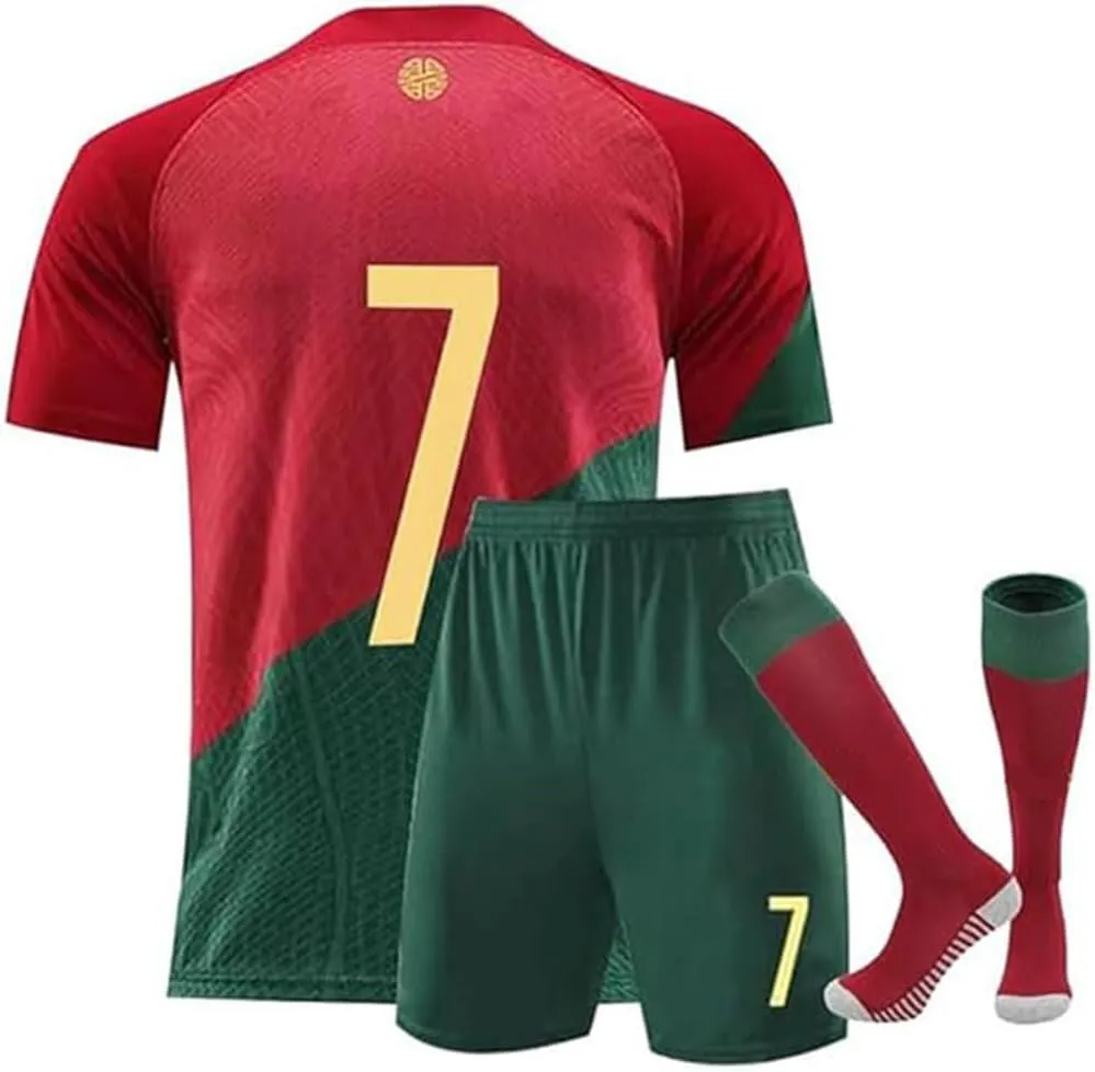 Soccer Jersey Boys, Kids' Soccer Jersey #7, T-Shirt Youth Jersey Socks Soccer Shirt Kit Set
