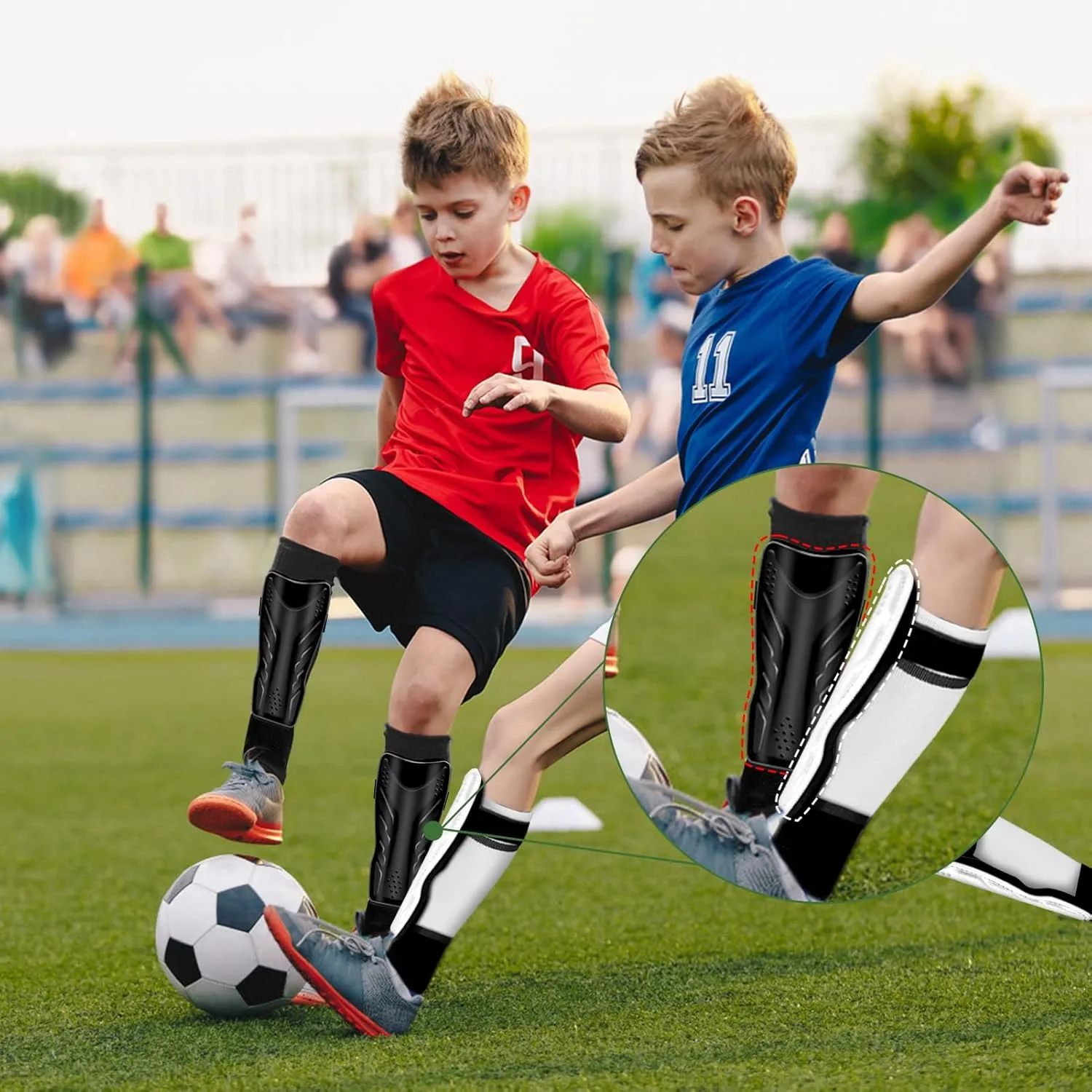 Soccer Shin Guards for Kids Youth - Breathable Tough Protective Gear with Ankle Support for Ski Football Ice Hockey, for 3-5 5-10 10-18 Years Old Children Teens Boys Girls