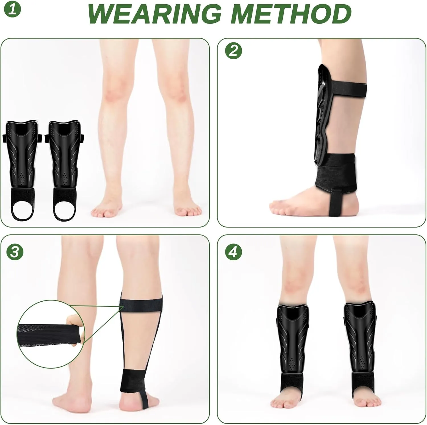 Soccer Shin Guards for Kids Youth - Breathable Tough Protective Gear with Ankle Support for Ski Football Ice Hockey, for 3-5 5-10 10-18 Years Old Children Teens Boys Girls