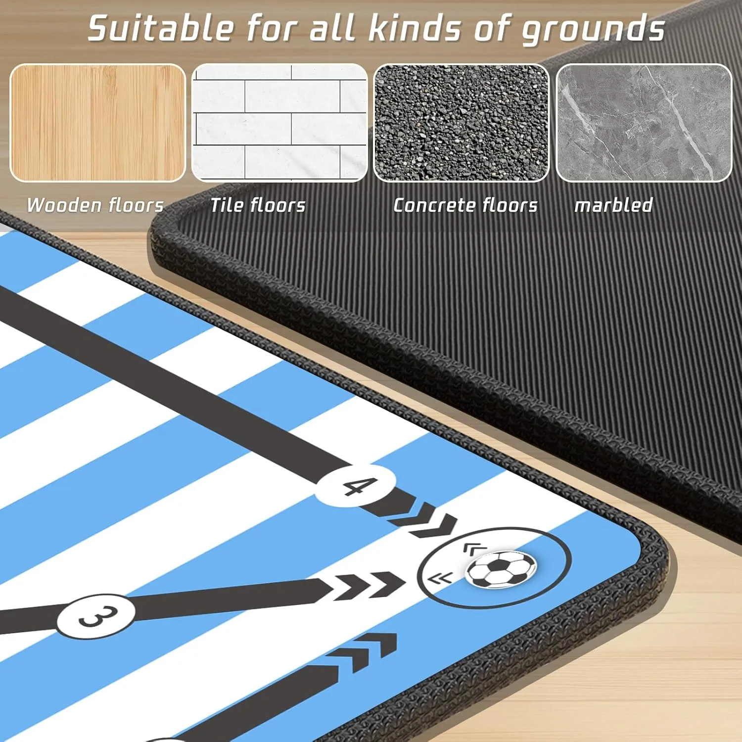 Soccer Training Mat with Silent Shock Absorption and Non-Slip Base for Footwork Training and Ball Mastery(Belt Version)