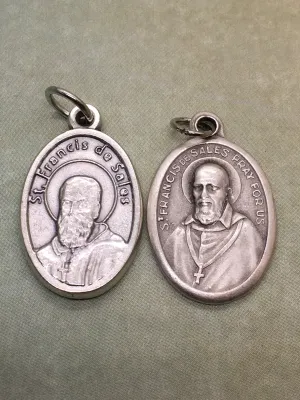 St. Francis de Sales silver oxide holy medal - Catholic saint - patron of authors, deaf people, educators, journalist, Catholic press