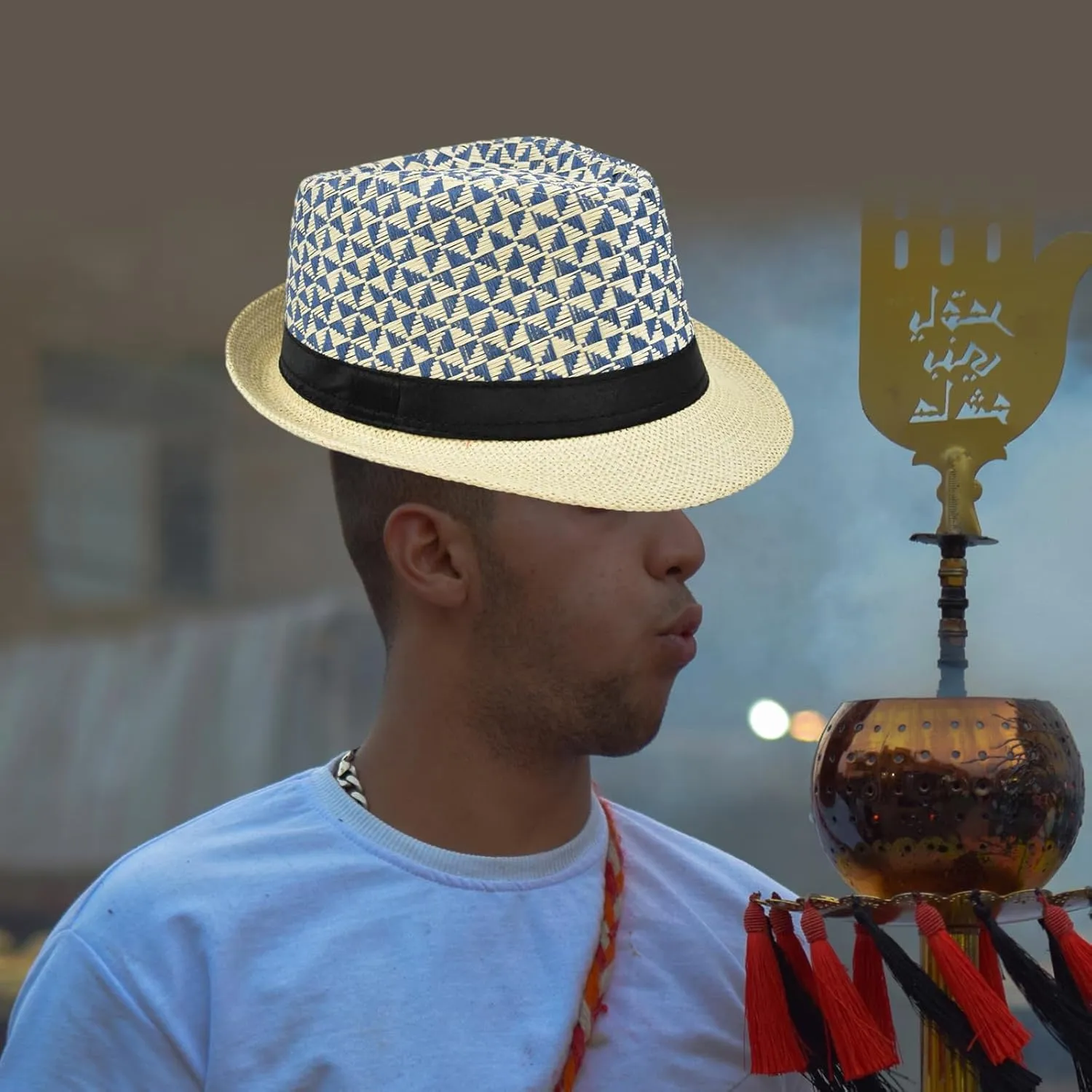 Straw Fedora Hat Straw British Style Straw Beach Hat Straw Hat Straw Panama Hat Panama Fedora Hat Tropical Printed