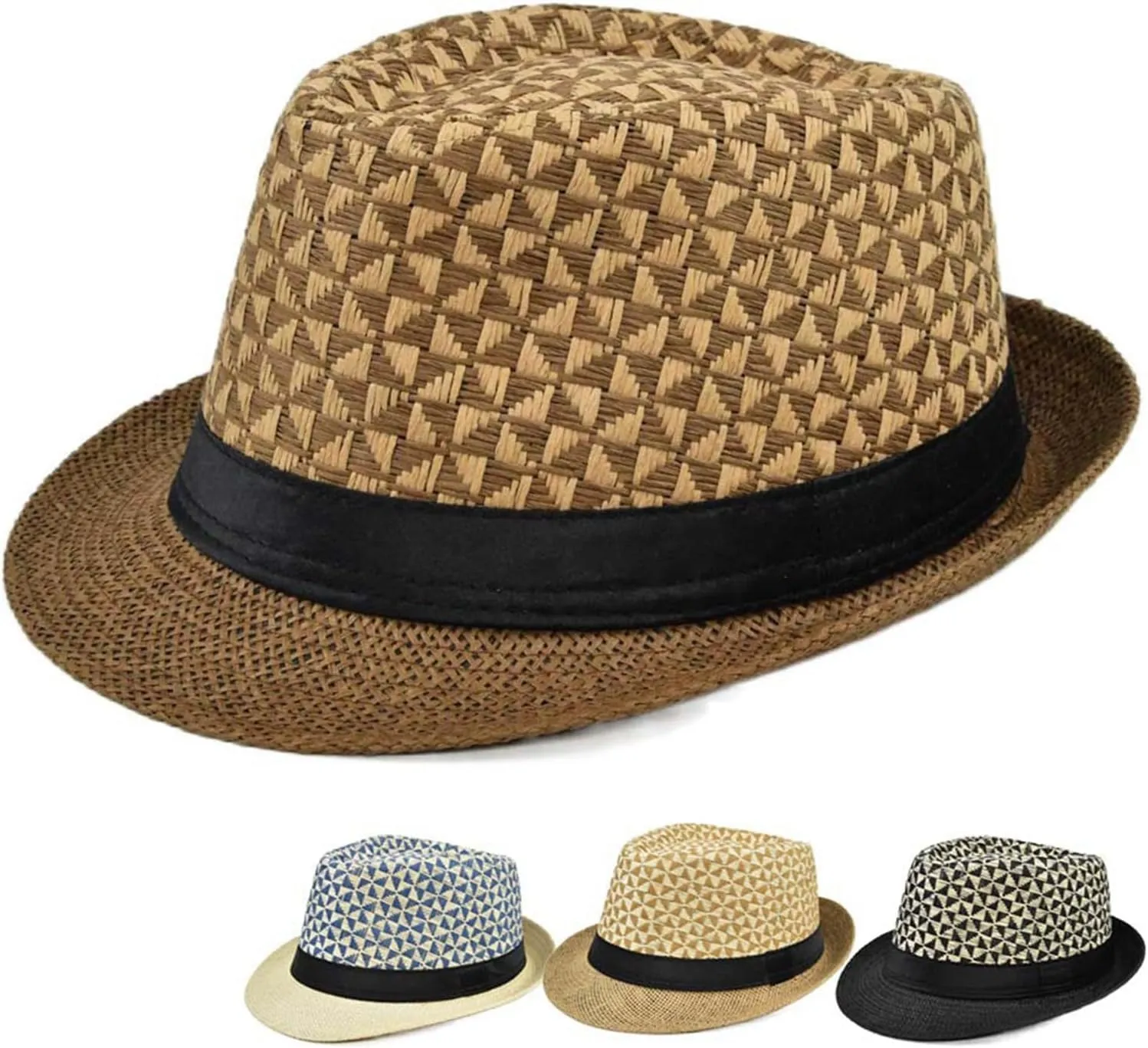 Straw Fedora Hat Straw British Style Straw Beach Hat Straw Hat Straw Panama Hat Panama Fedora Hat Tropical Printed
