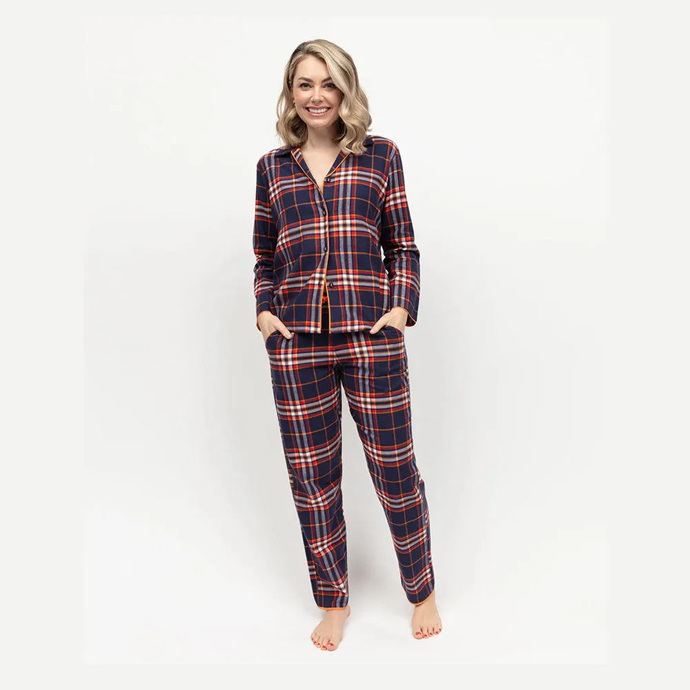 Taylor Navy Check Long Sleeve Pyjama Top