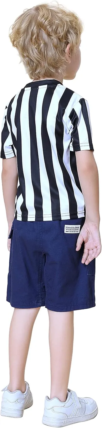 TopTie Children's Referee Shirt Costume Kids Ref Uniform for Soccer Football Basketball