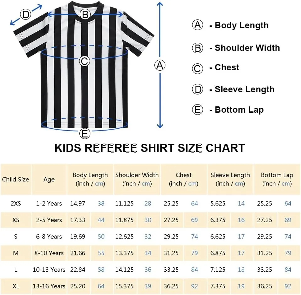 TopTie Children's Referee Shirt Costume Kids Ref Uniform for Soccer Football Basketball