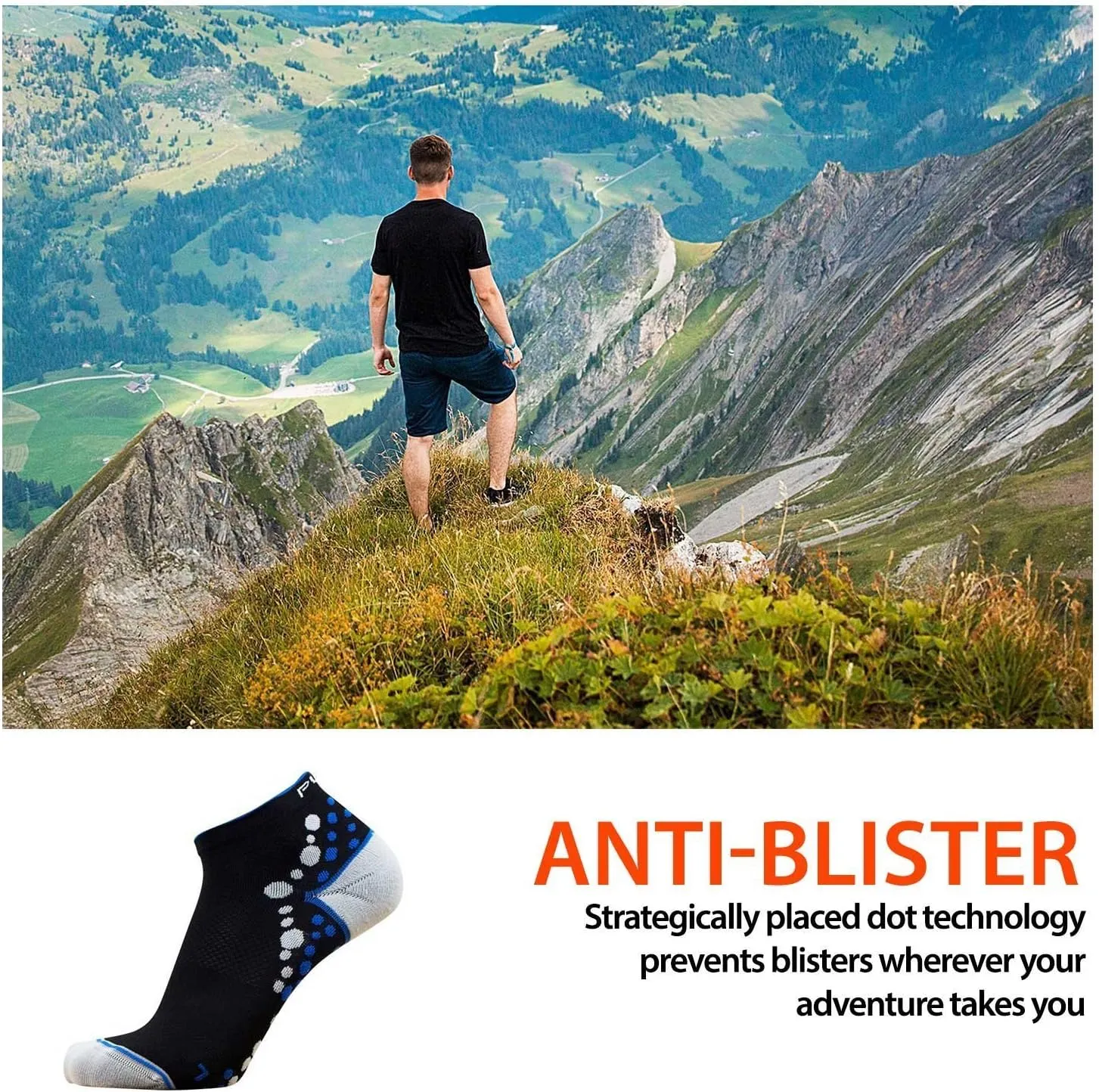 Ultra-Comfortable Running Socks - Anti-Blister Dot Technology, Moisture Wicking
