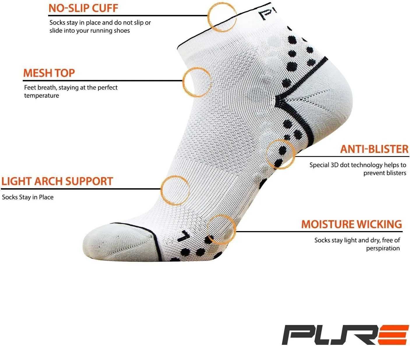 Ultra-Comfortable Running Socks - Anti-Blister Dot Technology, Moisture Wicking