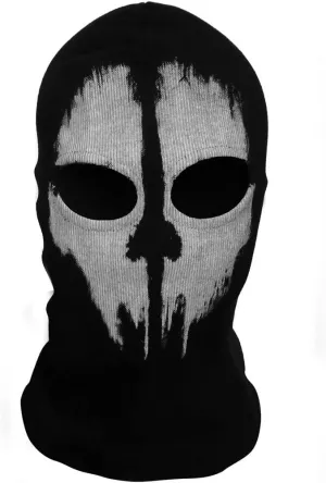 Unisex Ghost Print Stocking Balaclava Mask Good For War Game Halloween Cosplay