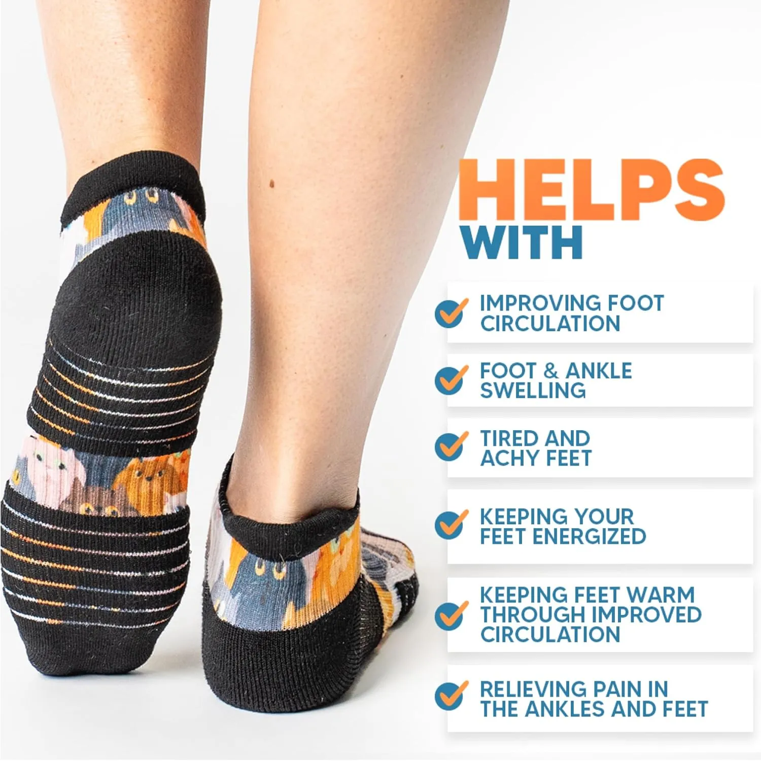 Viasox Ankle Compression Socks for Women & Men, 14 mmHg Support Improves Circulation, Extra Cushioned