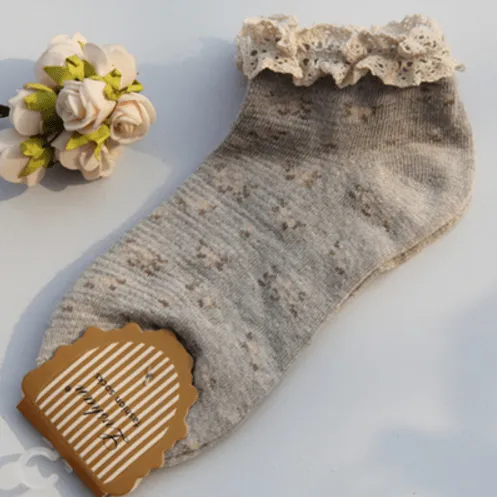 Vintage Floral Curly Edge Lolita Socks