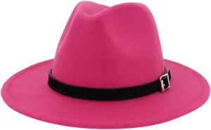 Women Lady Classic Wool Fedora Hat Belt Buckle Wide Brim Panama Hat Fedora Hats for Men Classic Hats for Men