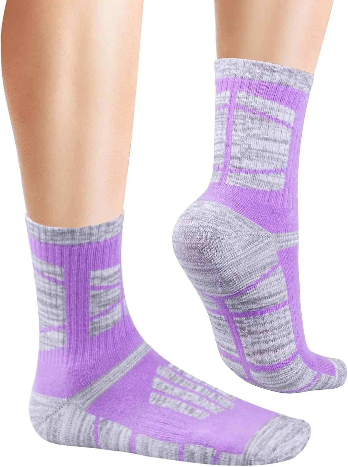 Womens Cushioned Outdoor Hiking Socks For Women, Moisture Wicking Cotton Everyday Work Casual Athletic Crew Socks